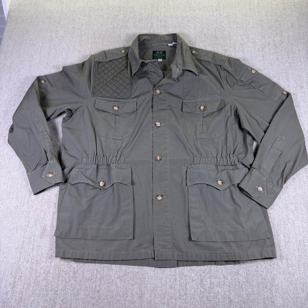 Willis & Geiger Safari Jacket Mens 44 Green Quilted Shooting Patch Field Coat